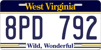 WV license plate 8PD792