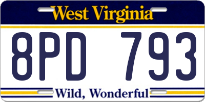 WV license plate 8PD793