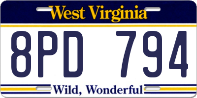 WV license plate 8PD794