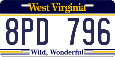 WV license plate 8PD796
