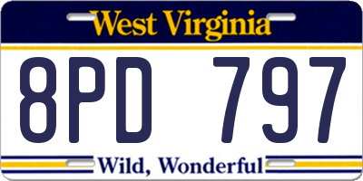 WV license plate 8PD797