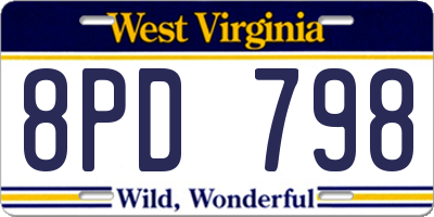 WV license plate 8PD798