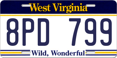 WV license plate 8PD799