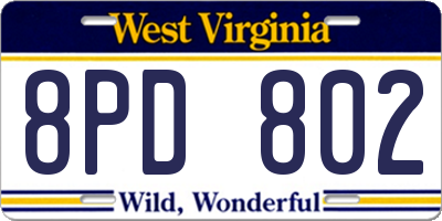 WV license plate 8PD802