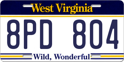 WV license plate 8PD804