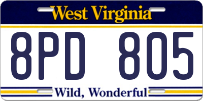WV license plate 8PD805