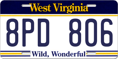 WV license plate 8PD806