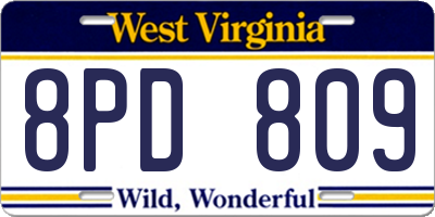 WV license plate 8PD809
