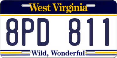 WV license plate 8PD811