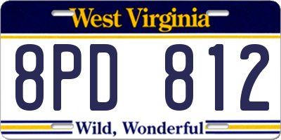 WV license plate 8PD812