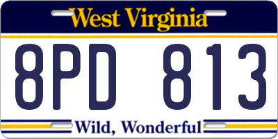WV license plate 8PD813