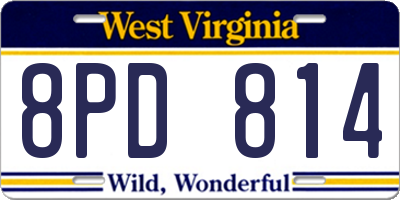 WV license plate 8PD814