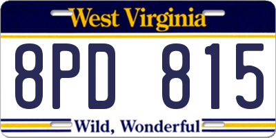 WV license plate 8PD815