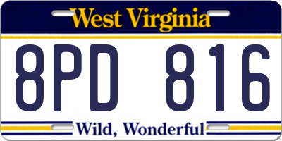 WV license plate 8PD816