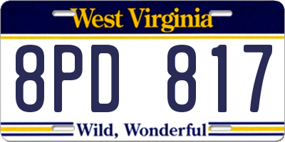 WV license plate 8PD817