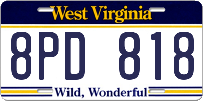 WV license plate 8PD818