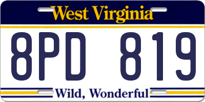WV license plate 8PD819