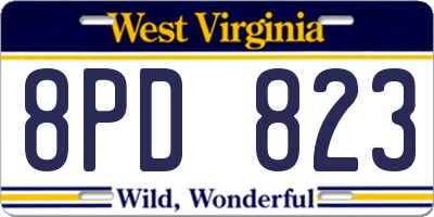 WV license plate 8PD823