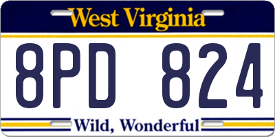 WV license plate 8PD824