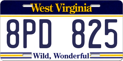 WV license plate 8PD825