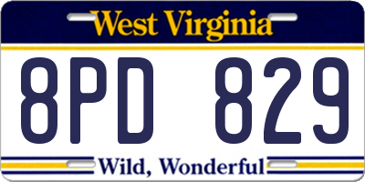 WV license plate 8PD829