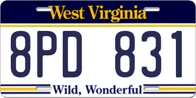 WV license plate 8PD831