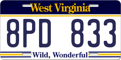 WV license plate 8PD833