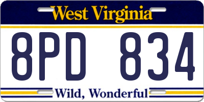 WV license plate 8PD834