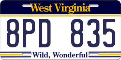 WV license plate 8PD835