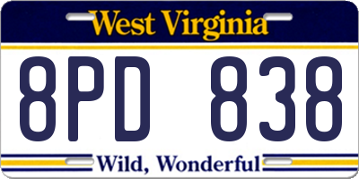 WV license plate 8PD838