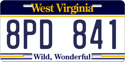 WV license plate 8PD841