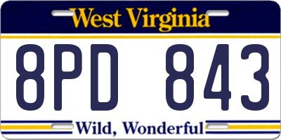 WV license plate 8PD843