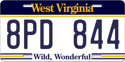 WV license plate 8PD844
