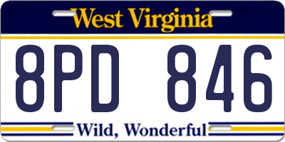 WV license plate 8PD846