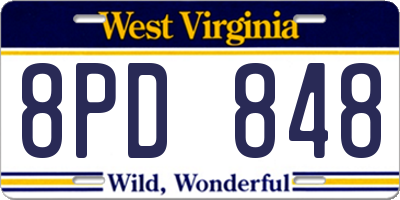 WV license plate 8PD848