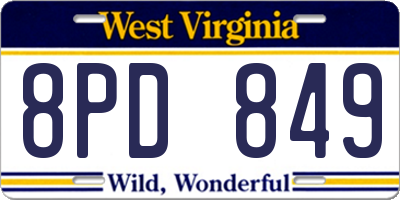WV license plate 8PD849