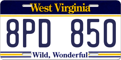 WV license plate 8PD850
