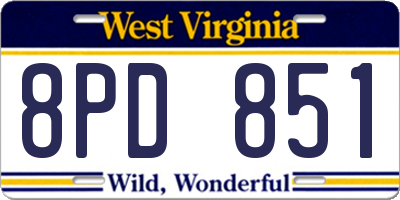 WV license plate 8PD851