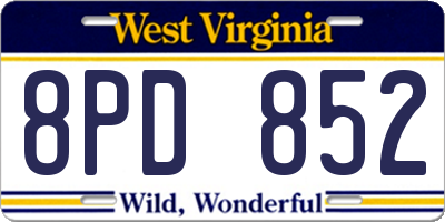 WV license plate 8PD852