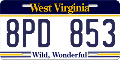 WV license plate 8PD853