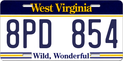 WV license plate 8PD854