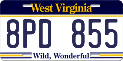 WV license plate 8PD855