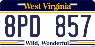 WV license plate 8PD857