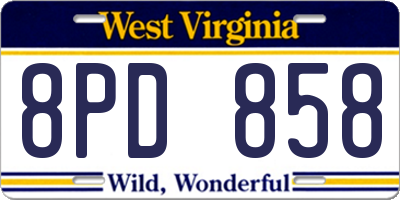 WV license plate 8PD858