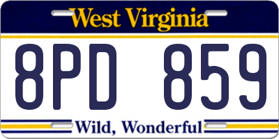 WV license plate 8PD859