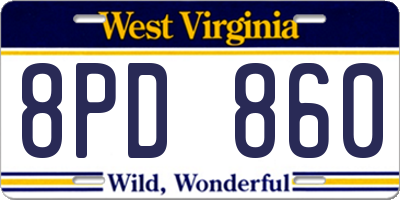 WV license plate 8PD860