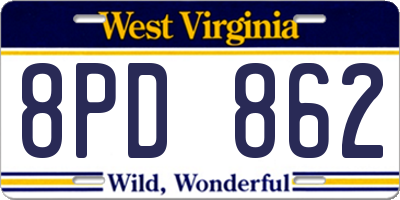 WV license plate 8PD862