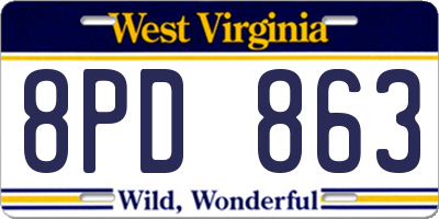 WV license plate 8PD863