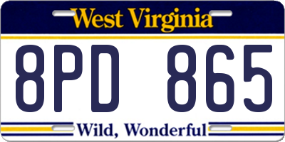 WV license plate 8PD865