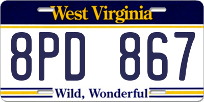 WV license plate 8PD867